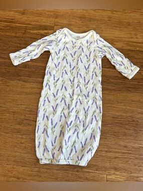 TOUCHED‎ BY NATURE Baby Girl Organic Cotton Long-Sleeve Lavender Baby Gown